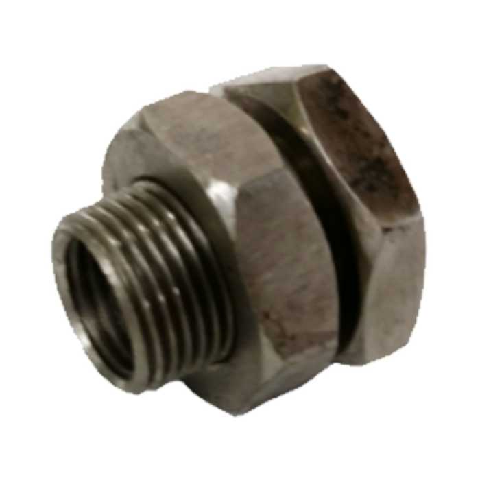 Stainless Steel Bulkhead for Misting Pump – 3/8" Male x 1/4" Female x 1/8" Female NPT